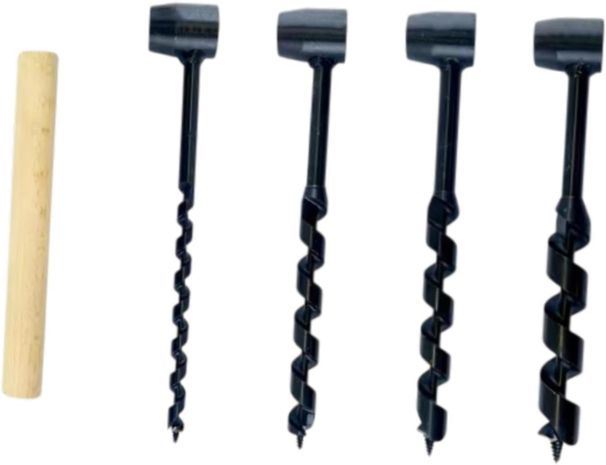 Auger Drill With Wooden Handle Portable Professional Survival Tool Gear For Backpacking Woodworking Bushcraft Camping_voghion.com