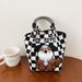 Houndstooth Shoulder Versatile Casual Knitted Tote Bag Handbag_voghion.com