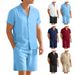 Herrenbekleidung Pendler Casual Button Shirt Kurzarm Herren Urlaub Strandhose Sommer Cardigan Kurzarm Shorts Set_voghion.com