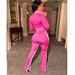 Women's trouser leg zipper split color matching sportswear suit_voghion.com