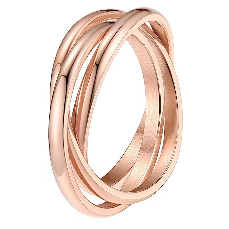 Tricyclic Fidget Ring Plated Interlocked Rolling Anxiety Ring for Women and Men Couples Wedding Jewelry Gift Size 5 to 13_voghion.com