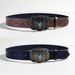 Ceinture de cowboy western avec boucle tête de taureau - Ceinture en cuir vieilli vintage pour homme, motif punk en relief avec motifs tribaux_voghion.com