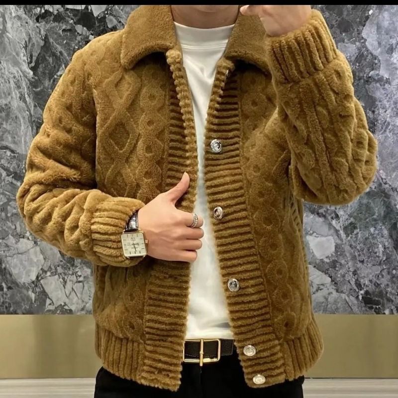 Men's Clothing Spring and autumn lapel sweater coat men's light luxury cardigan sweater style fashion brand jacket top_voghion.com