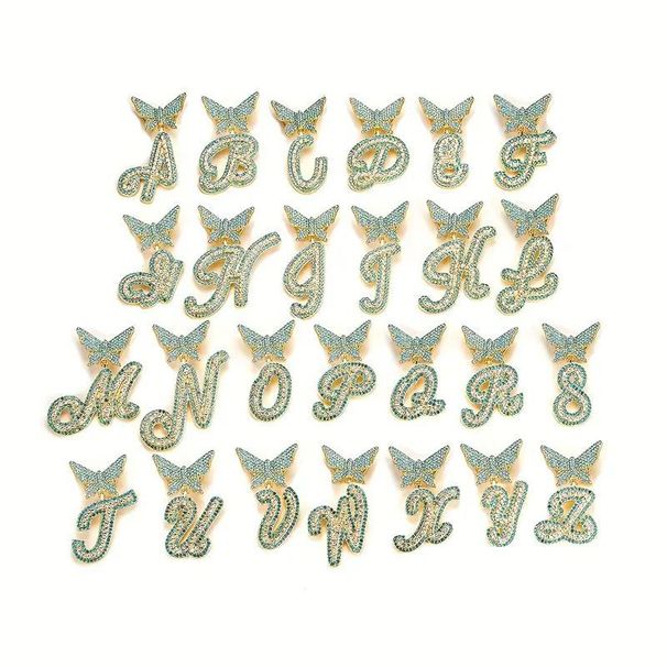 Ny diamantfjäril 26 engelska bokstäver hänge hip hop tillbehör legering personlighet kärlek halsband_voghion.com