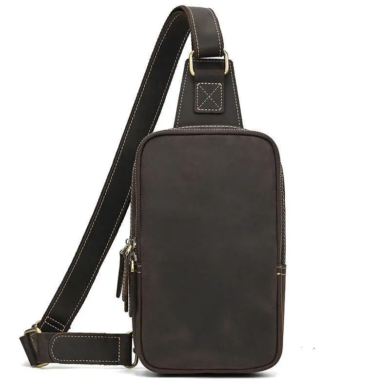 Borsa a tracolla con cerniera, a spalla singola, in vera pelle di cavallo pazzo, casual, per uomo, per attività all'aria aperta_voghion.com