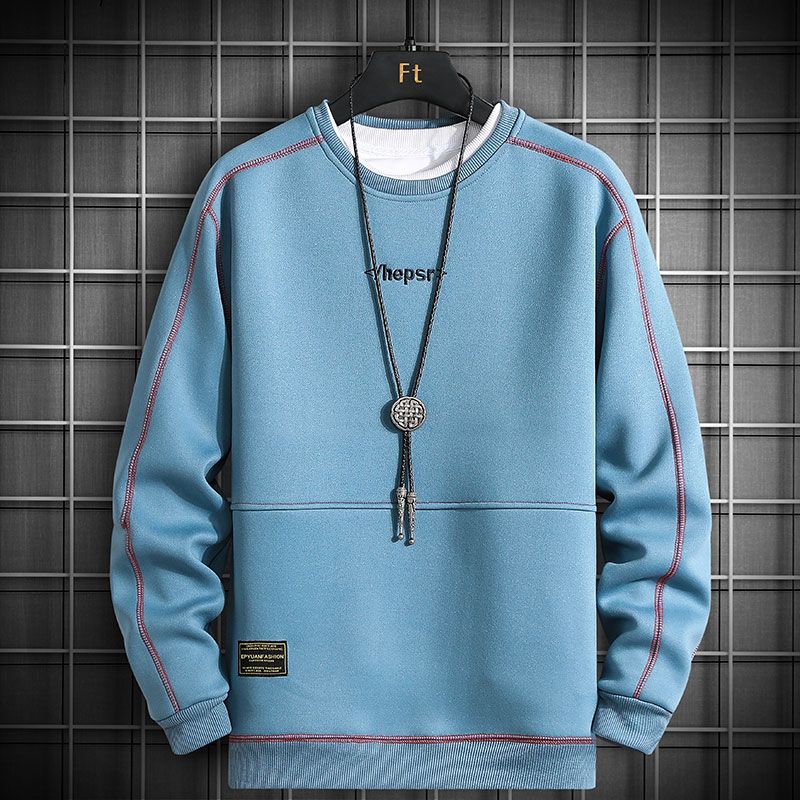 [Yipin Source] YPY-6725-P26 Spring Autumn Simple Casual Fashion Round Neck Sweater With Men's Letter Printing And Side_voghion.com