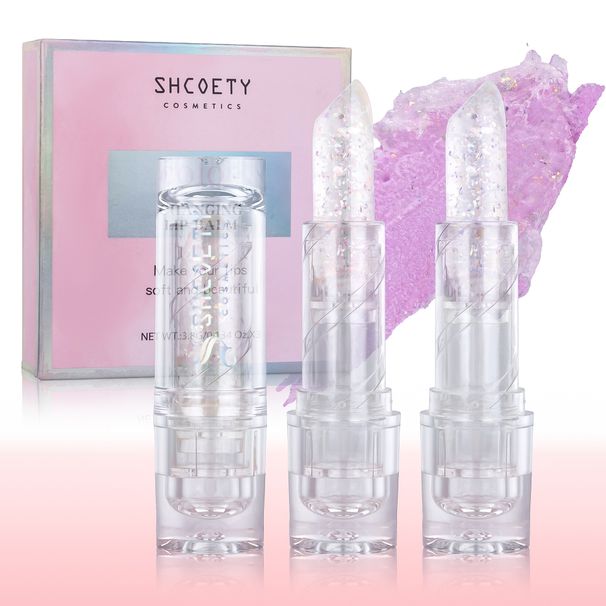 SHCOETY 3-Farben-Lippenstift-Set mit Temperaturwechsel – funkelnder Schimmer, Anti-Riss, langanhaltende Feuchtigkeitsversorgung – Jelly-Lippenöl und Feuchtigkeitsbalsam_voghion.com
