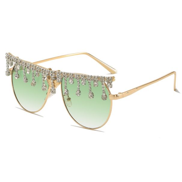 Nuevas gafas de sol de montura completa con incrustaciones de diamantes, de dos colores, con diseño de cabeza de leopardo para hombre y mujer._voghion.com