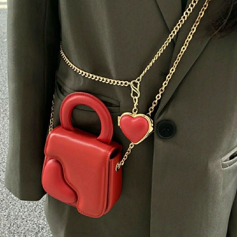 Rout kleng fir Fraen 2022 Nei High-End an eenzegaartegen Design mat Textur Crossbody Kette Braut Hochzäitstasch_voghion.com