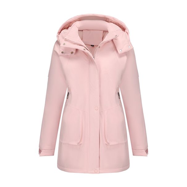 Damen-Winterjacke mit abnehmbarer Kapuze – Winddichter Parka mit Fleecefutter, wasserabweisende Wanderoberbekleidung für Reisen und Pendeln_voghion.com