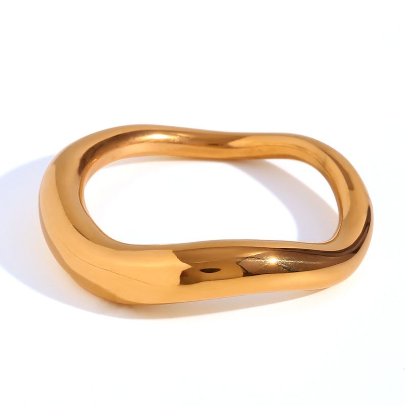 Minimalistischer Luxusschmuck Edelstahl vergoldet unregelmäßiger Wellenring mit Diamanten_voghion.com