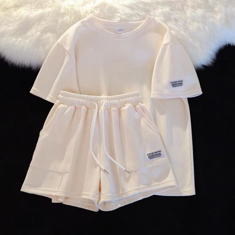 Ropa de mujer Trajes de dos piezas Pantalones cortos casuales y versátiles de manga corta Trajes deportivos para mujer_voghion.com