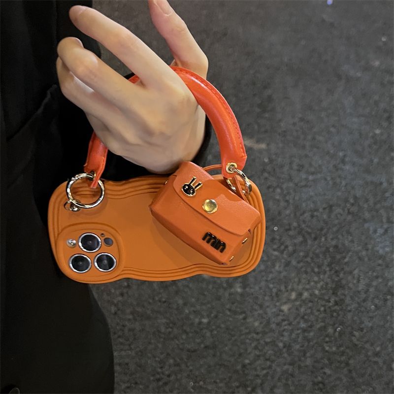 Premium Orange Earphone Case Rabbit Handheld Compatible With IPhone 11 14 Max 12 13 Pro_voghion.com