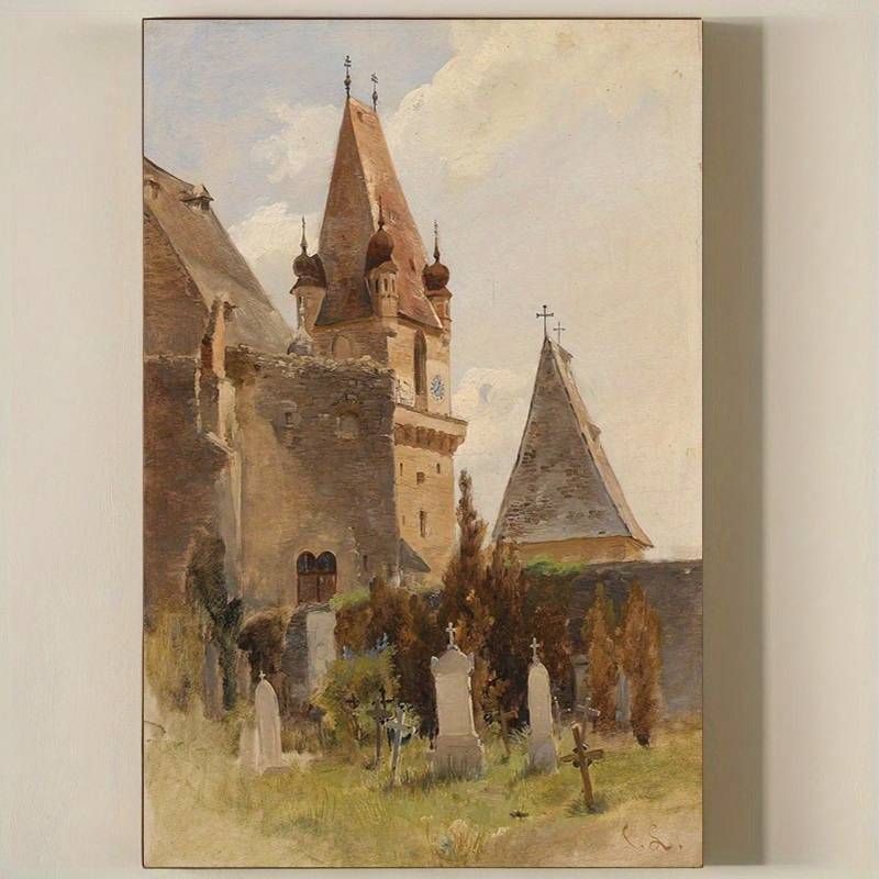 1pc Framed Canvas Prints Painting- Serene Rural Landscape Wall Art, Realism & Impressionist Style With Vibrant Colors,for Living Room, Bedroom, Office_voghion.com