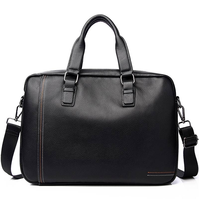Top Layer Cowhide Men's Briefcase Shoulder Messenger Bag High End Gift Horizontal Genuine Leather Business Men's Bag Handbag_voghion.com