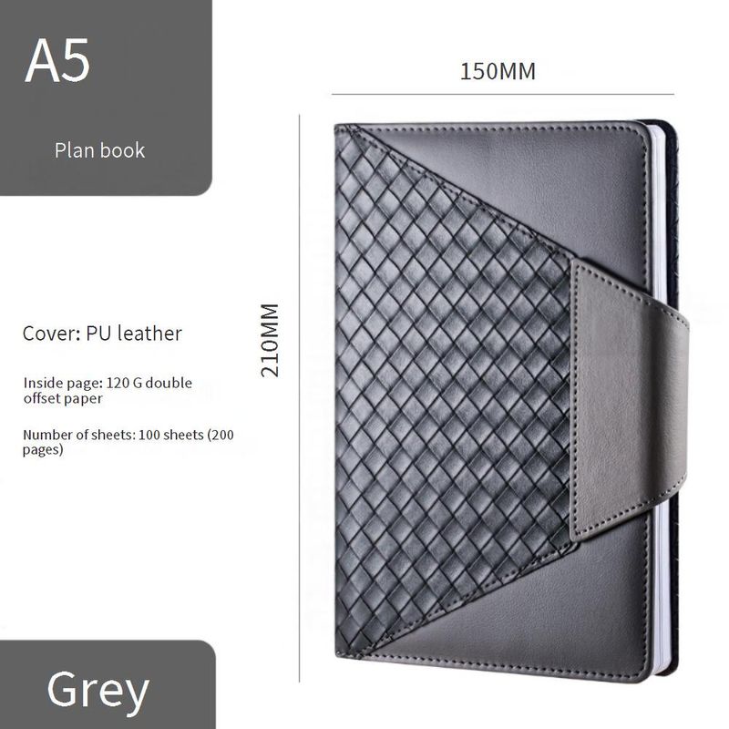 A5 Dot Grid Notebook With Weekly & Monthly Planner, Leather-like Cover, Elastic Closure, Sticker Set – Productivity Journal For Work & Study​_voghion.com