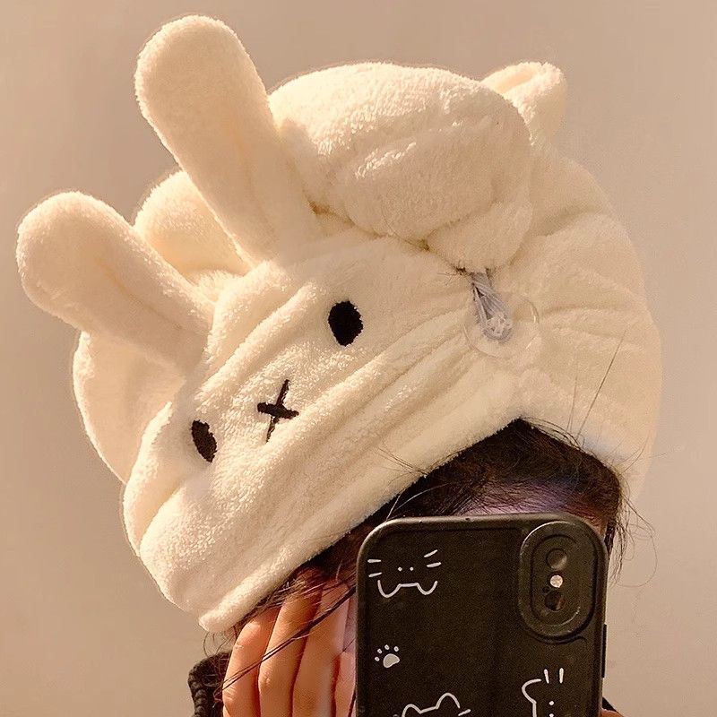 Rabbit Drying Cap Women, Cute Bunny, Home Use, Absorbent, Quick-Dry Hair Towel, Suitable For Students' Dormitory_voghion.com