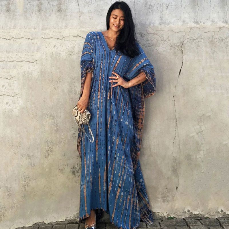 Tie-Dye Rayon Beach Cover-Up Dress – Oversized Boho Kimono For Swimwear, Sun Protection & Summer Vacations (25+ Colors)​_voghion.com