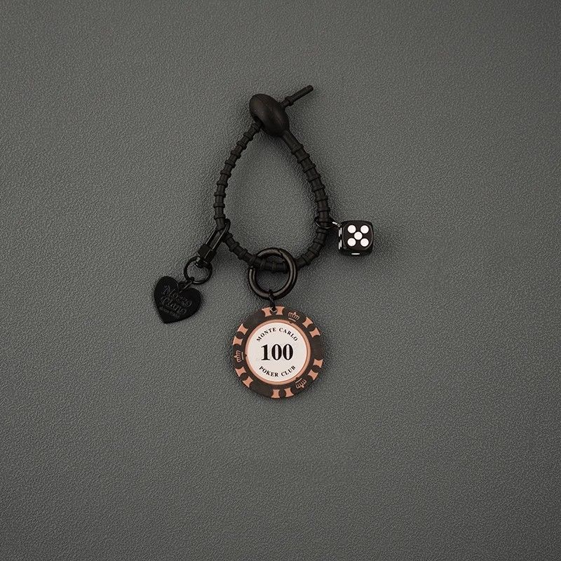 Porte-clés de voiture avec puces porte-bonheur et pendentif en argent_voghion.com