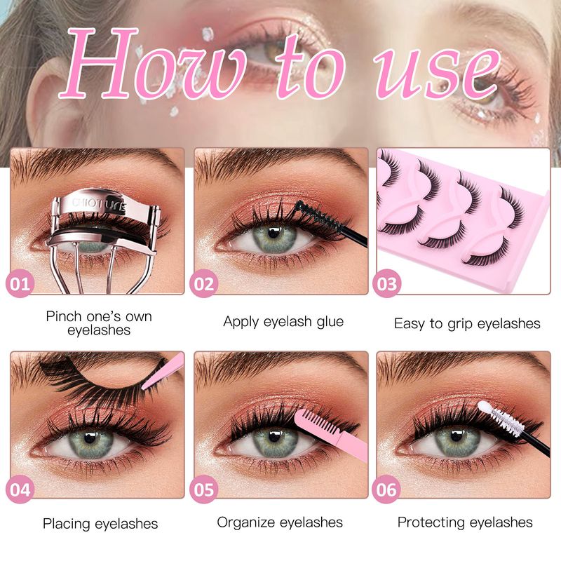 Hot-Selling 5-Pair Pack Slanted Flying Fox Style False Natural Dense Curled False Eyelashes Cat Eye Eyelashes_voghion.com