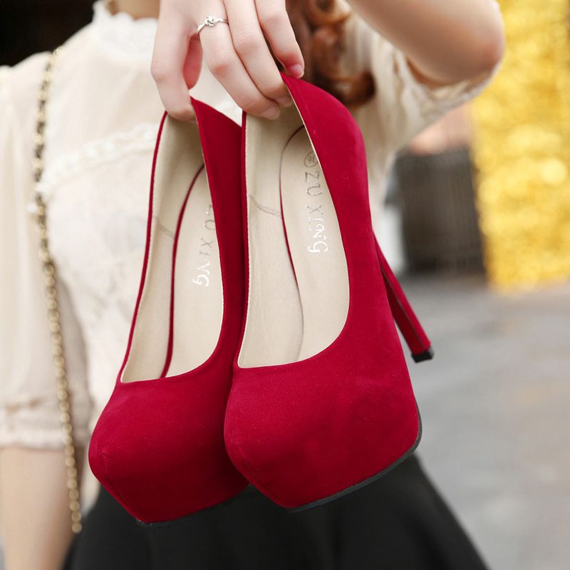 2024 New High Heels, Waterproof Platform Round Head, Women's High Heels, Wedding Hoe._voghion.com