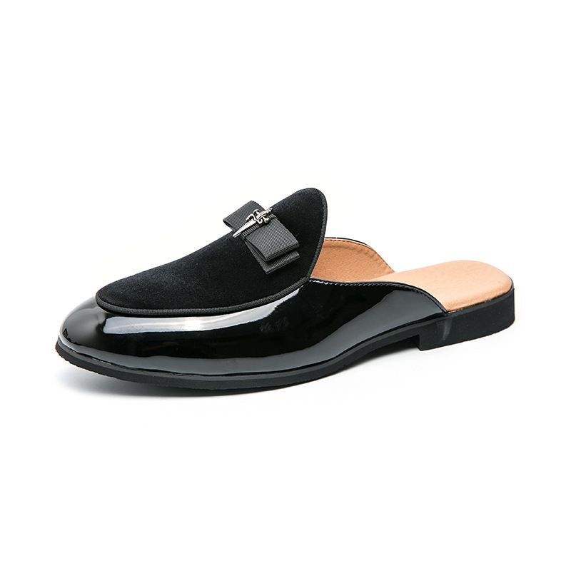 Breathable Men's Shoes British Plus Business Leather Fashion Slip-On Size Closed-Toe Slippers Half Style_voghion.com