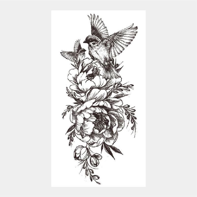 Grand ensemble de tatouages demi-bras motif serpent et fleur, série XQB_voghion.com
