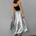 Gonna a palloncino versatile in raso di nuova nicchia, stile francese, in argento rivestito, semplice, midi, autunno inverno 2024, per donna_voghion.com