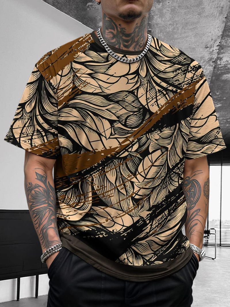 Summer New Men's Geometric Pattern Solid Color Comfortable Trendy Temperament Breathable Short Sleeved Shirt_voghion.com