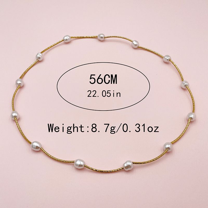 Collana di gioielli all'ingrosso Basic Streetwear ovale in acciaio inossidabile 304 con perla artificiale placcata in oro 14K_voghion.com