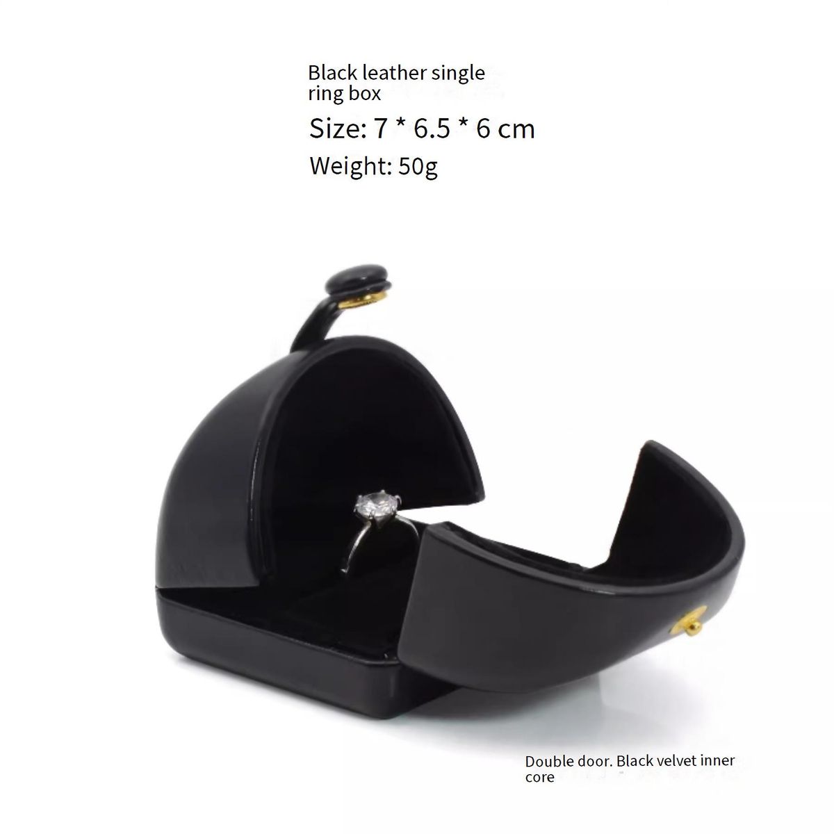 Portagioie in pelle nera con doppia apertura - Porta anelli, porta orecchini, porta collane e porta bracciali_voghion.com