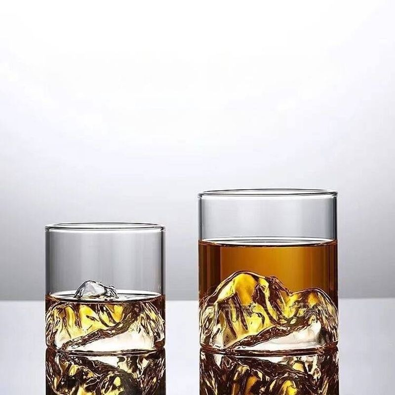 Japanese Mount Fuji Glass Cup - Whiskey & Cocktail Glass With Unique Mountain View Design Perfect For Coffee & Tea (Handcrafted 10OZ)​_voghion.com