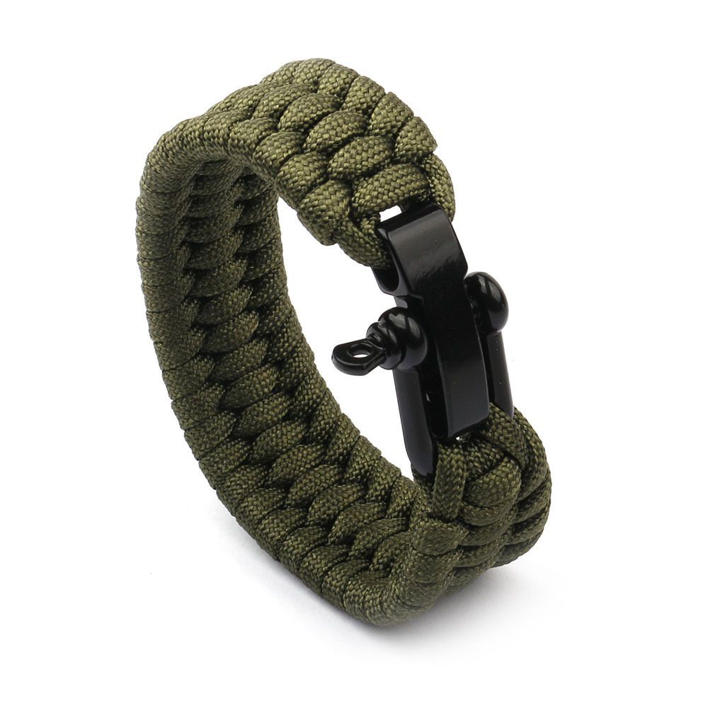 Braccialetto di salvataggio con fibbia regolabile a forma di U, in paracord ondulato intrecciato a sette fili, per campeggio ed escursionismo all'aperto_voghion.com