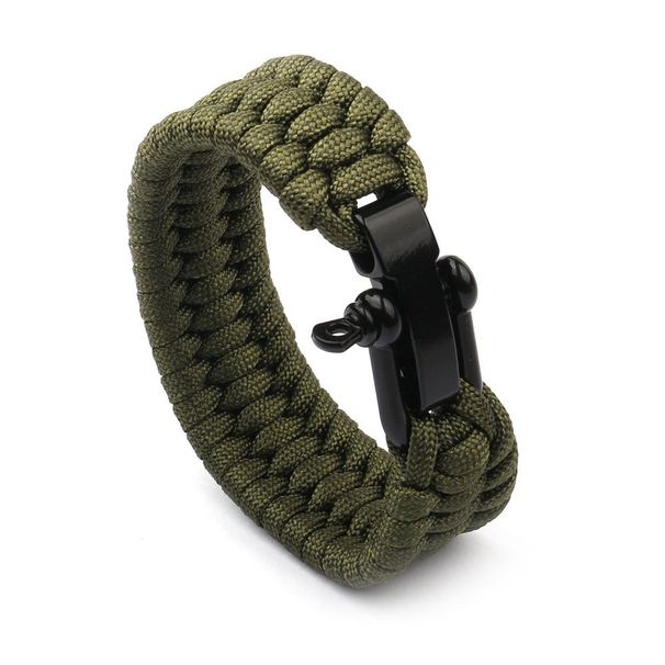 Braccialetto di salvataggio con fibbia regolabile a forma di U, in paracord ondulato intrecciato a sette fili, per campeggio ed escursionismo all'aperto_voghion.com