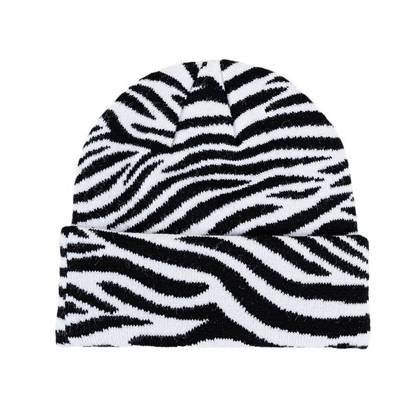 Autumn and winter hat jacquard cow print knitted hat men's and women's leopard print hip-hop pullover hat personalized cold hat_voghion.com