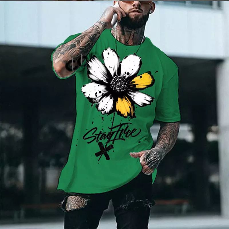 Vêtements pour hommes 2024 Été T-shirt transfrontalier européen et américain Street Retro Warrior Avatar Impression numérique 3D T-shirt de sport décontracté pour hommes_voghion.com