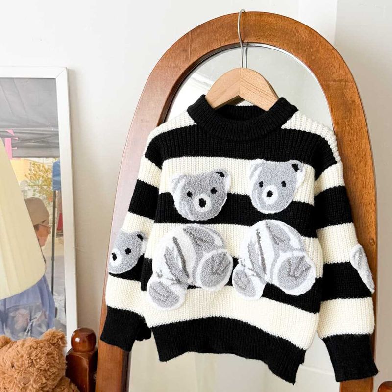 Mother & Kids Children's Winter Sweater Bottoming Shirt Autumn And Winter Round Neck Long Sleeve Suit Thick Trendy Children's Clothing Warm Clothes_voghion.com