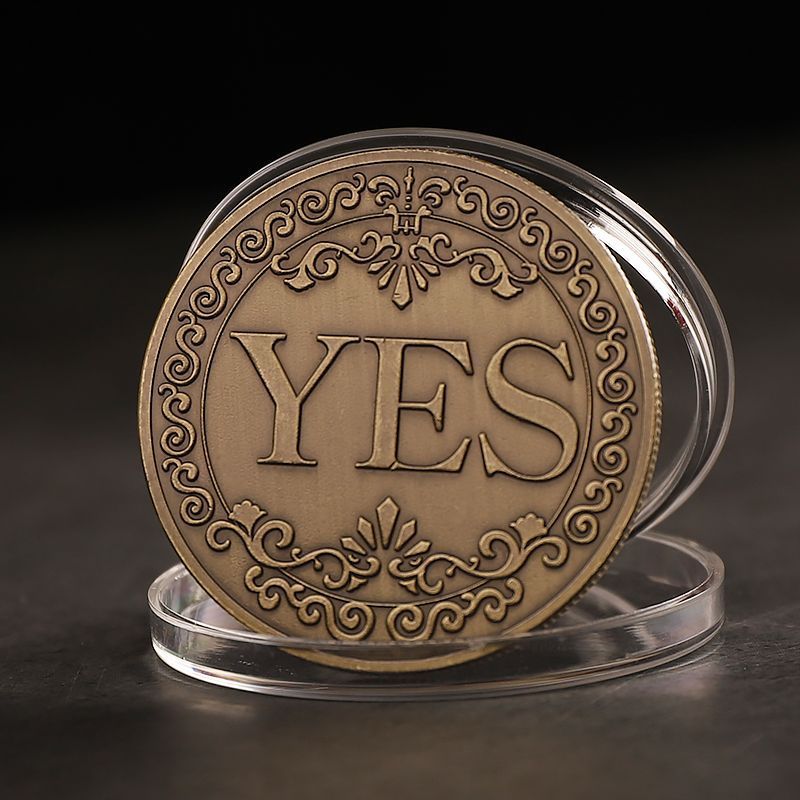 Decision Magic Collection Ønskemynt i form av et lykketreff JA Lykke til Antikk bronse Tredimensjonalt relieff NEI_voghion.com