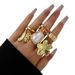 Hot Selling Flower Open High-end Inlaid With Rhinestones And Pearls Knuckle Ring Set Of 6 Pieces_voghion.com