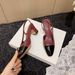 Burgundy New Style Chunky Heel Single Shoes For Women With Back Strap, Square Toe, Color Block, Mid Heel, Open Back,_voghion.com