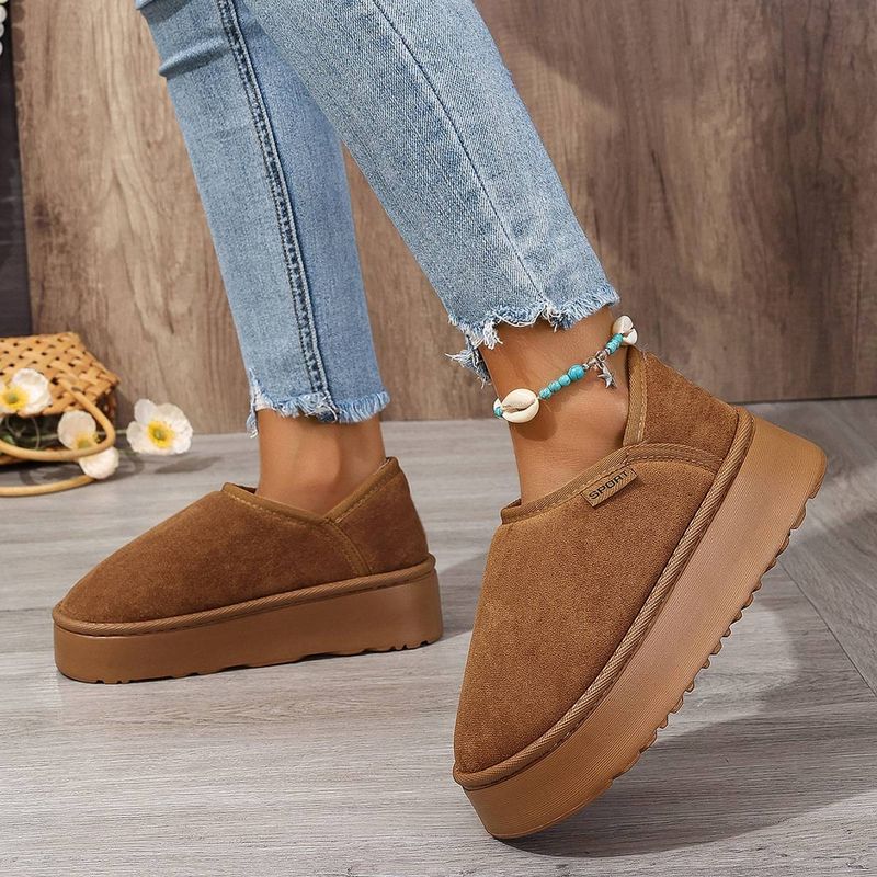 Pantofi de damă cu talpă groasă, cizme de zăpadă, pantofi de iarnă din bumbac, plus catifea, îngroșată, cu un singur pas, pantofi de pâine de mărime mare_voghion.com