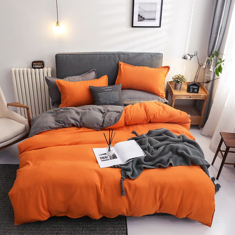 Materiale morbido Colore puro Doppio lato Semplice set Microfibra spazzolata Biancheria da letto matrimoniale_voghion.com