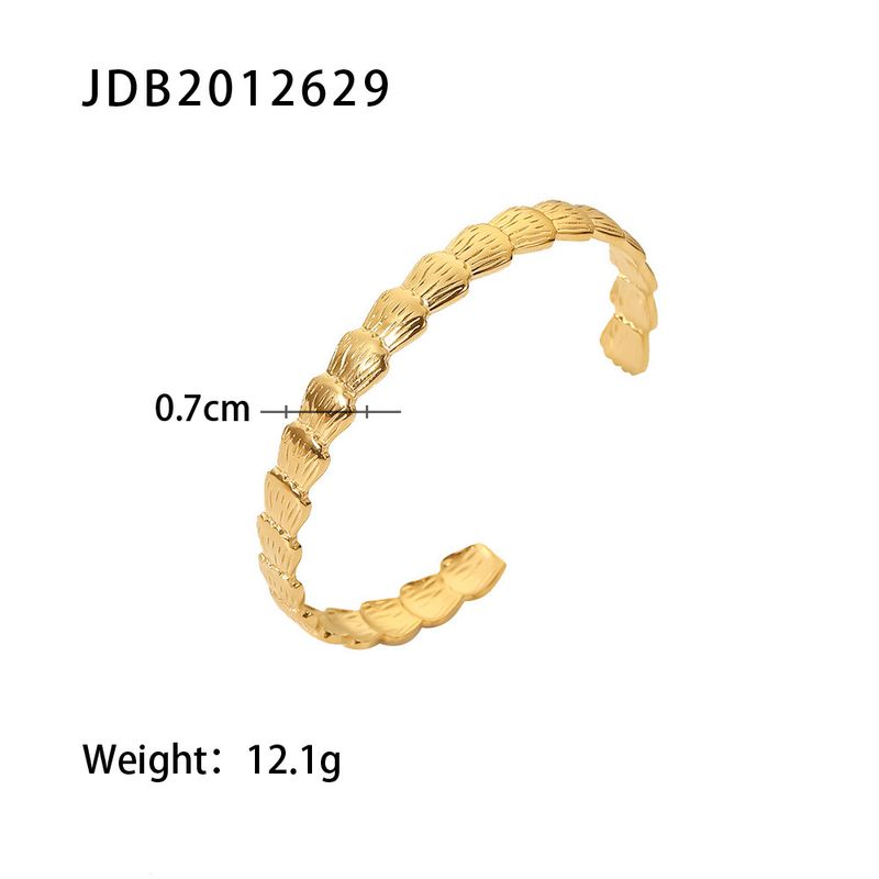 Bracciale aperto da donna in acciaio inossidabile al titanio placcato in oro, gioielli alla moda, bracciale a forma di conchiglia per donna_voghion.com