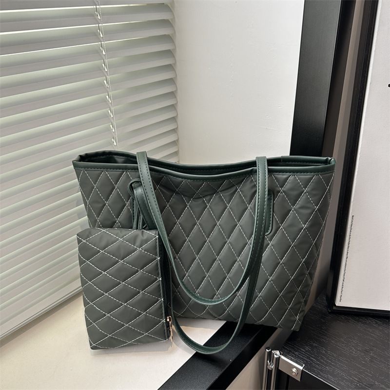 Borsa da donna, grande capacità, borsa a forma di diamante, semplice, grande, casual, stile coreano, a tracolla_voghion.com