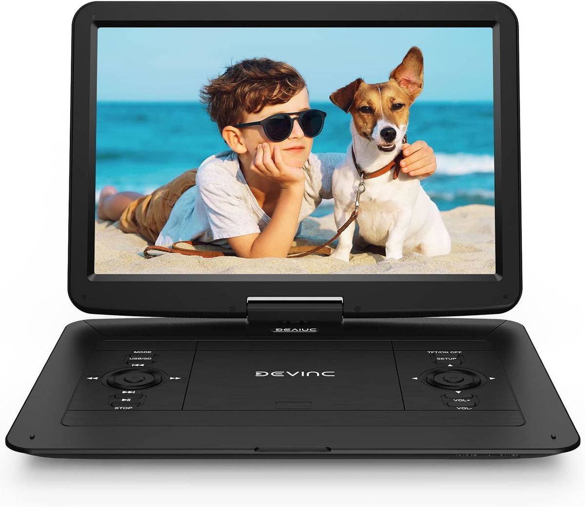 17.9" Portable DVD Player with 15.6" HD Swivel Screen, Support Multiple DVD CD Formats/USB/SD Card/Sync TV, 6 Hours Rechargeable Battery, Car Charger,_voghion.com
