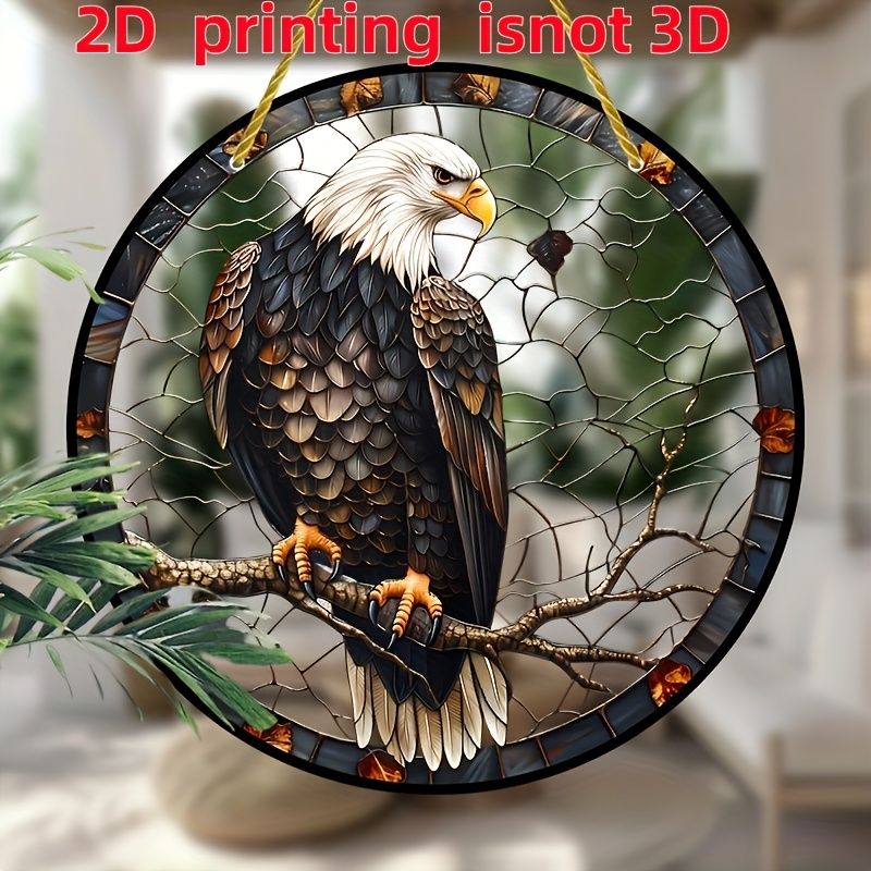 Attrape-soleil aigle à tête blanche - Art acrylique vibrant de 8 pouces. Décoration patriotique pour porches ou trésor de pendaison de crémaillère significatif._voghion.com