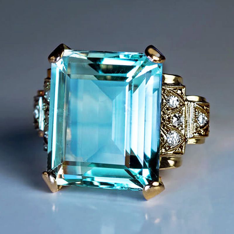 Jewelry & Accessories Cao Shi wish new jewelry plated  gold square zircon ladies ring jewelry gift wholesale_voghion.com