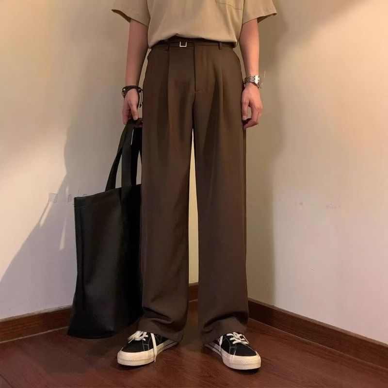 Pantaloni casual retrò da uomo, pantaloni dritti e larghi, pantaloni chino da ufficio e business, pantaloni casual retrò da uomo_voghion.com