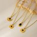 French Retro Sunflower Natural Stone Pendant Necklace Female Fashion Simple O Shaped Chain Gold Plated Stainless Steel Clavicle Chain_voghion.com