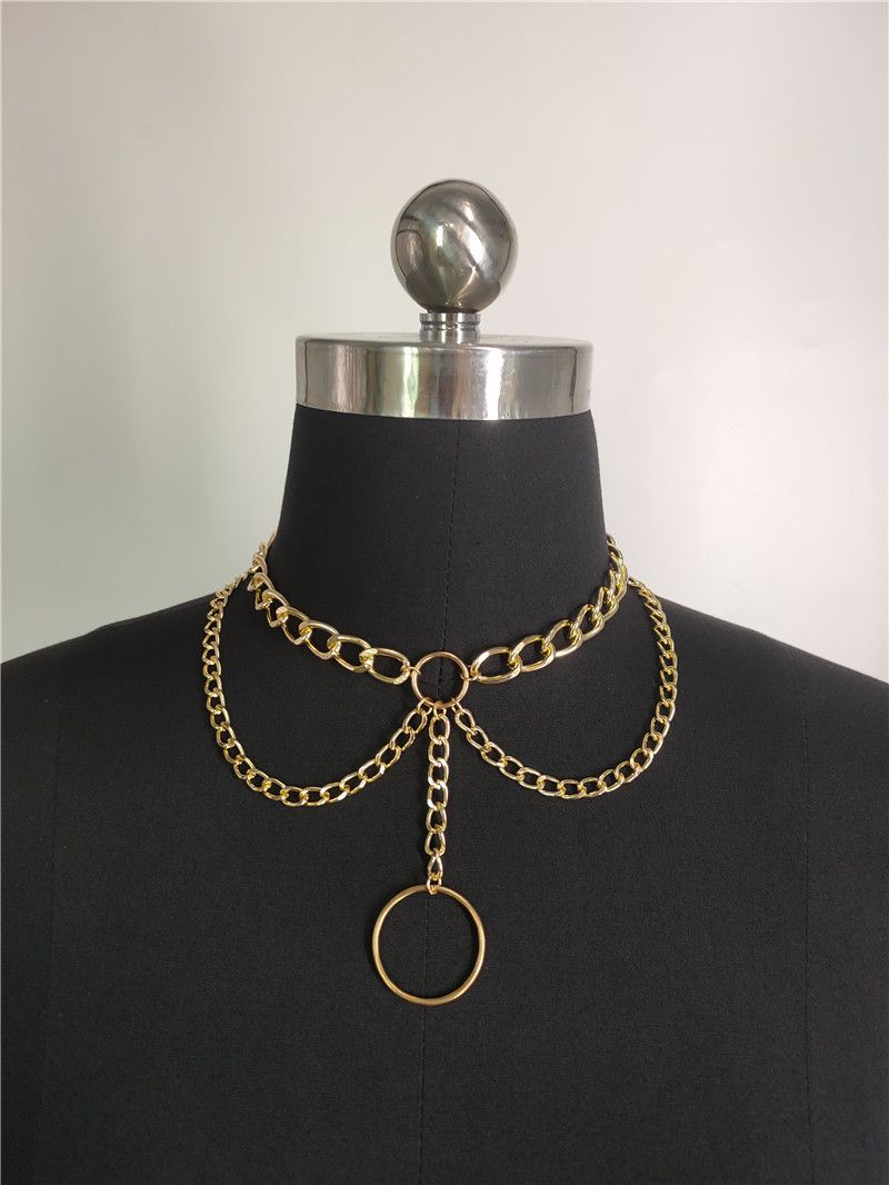 fb1682 Europese en Amerikaanse ketting fabriek direct haar buitenlandse handel levering ring hanger kwastje dubbele ketting halsornament_voghion.com